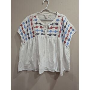 Women's white short sleeve Southwestern embroidered top by Ariat plus size XXL